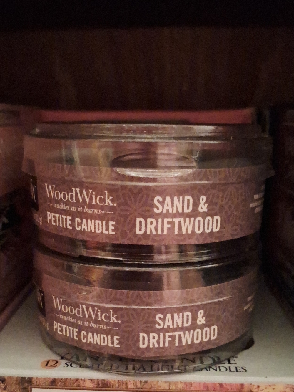 2 Woodwick Sand & Driftwood Petite Candle - Brown Pattern